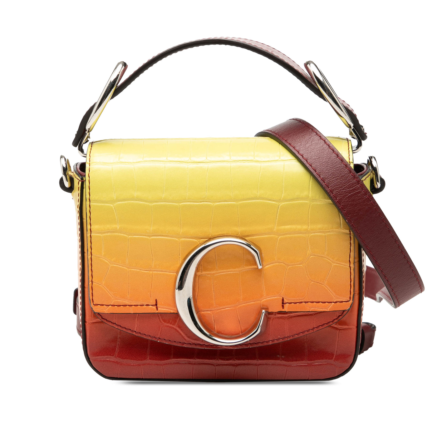 Mini Ombre Croc Embossed Leather C Satchel - Image 1