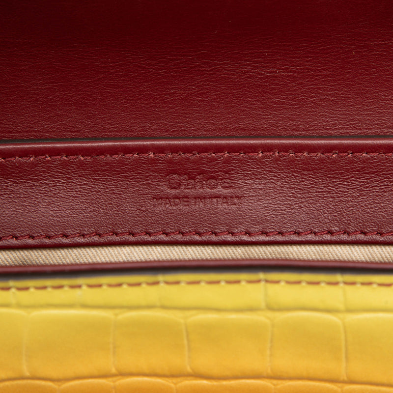 Mini Ombre Croc Embossed Leather C Satchel - Image 5