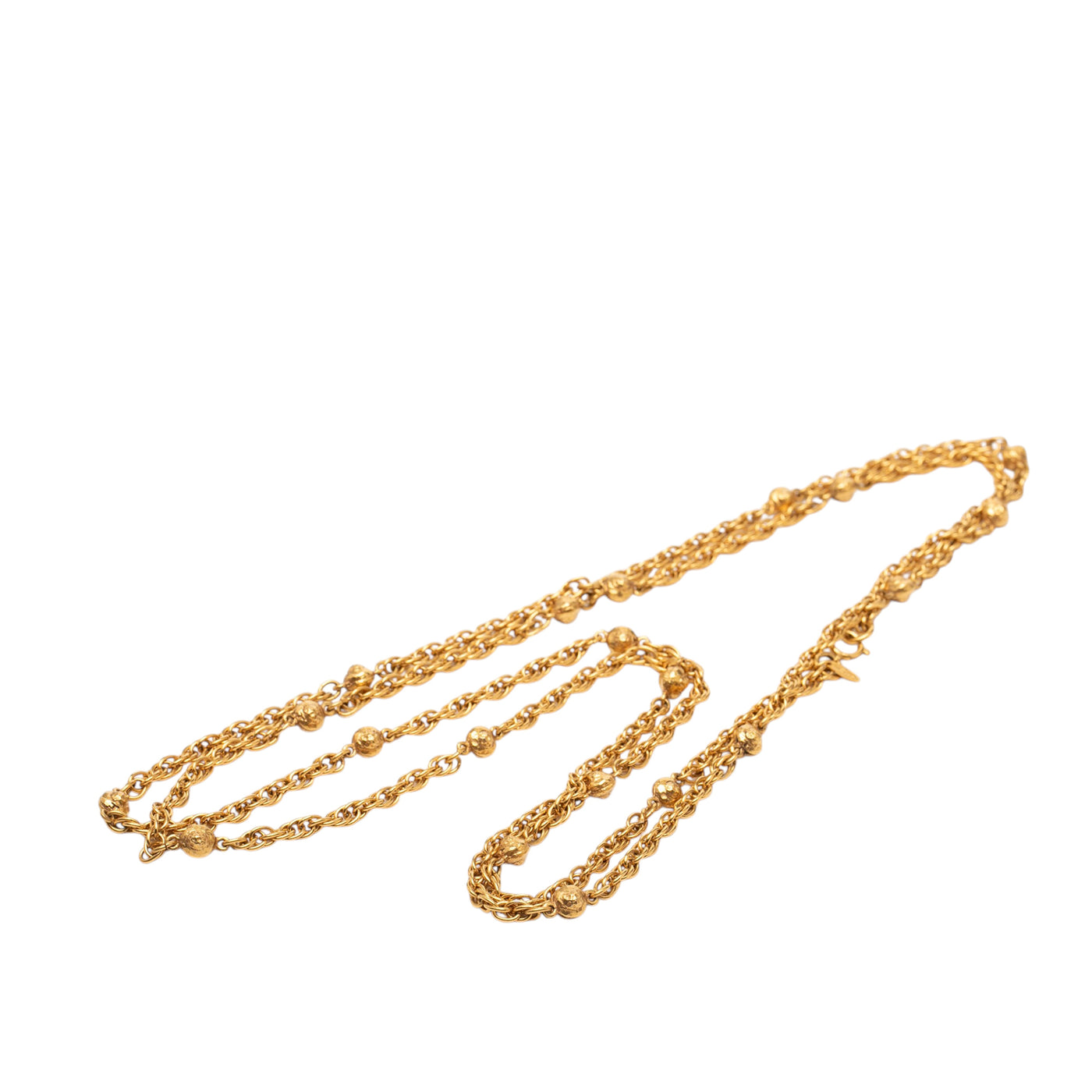 CC Gold Plated Station Chain Long Necklace - Image 1
