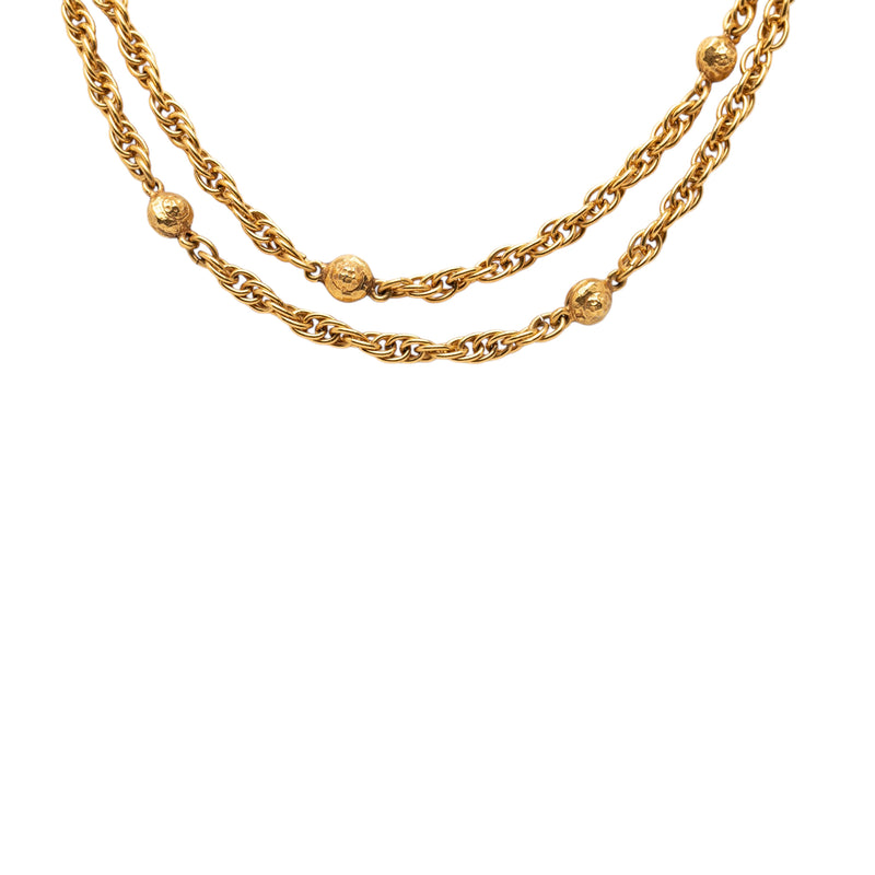 CC Gold Plated Station Chain Long Necklace - Image 2