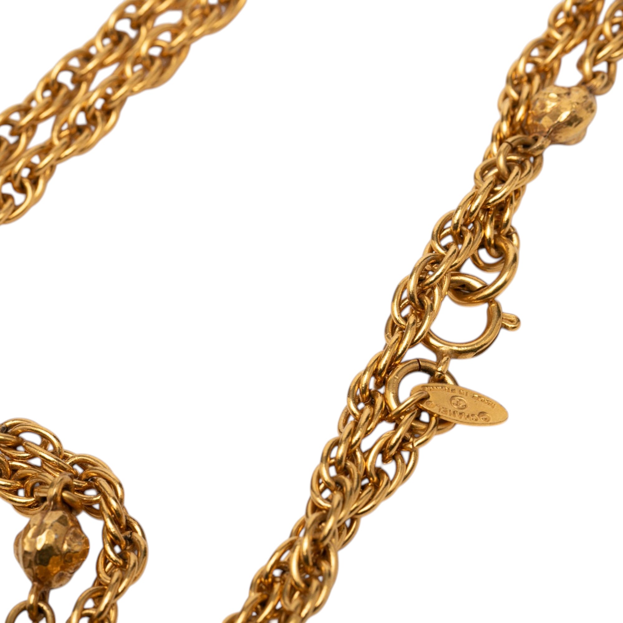 CC Gold Plated Station Chain Long Necklace - Image 3