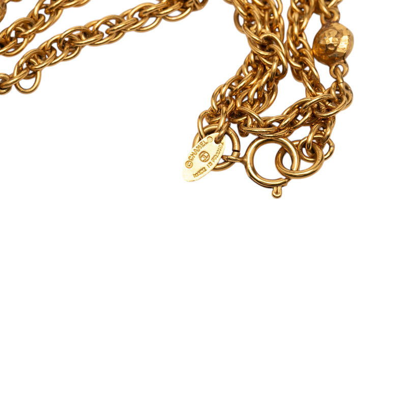 CC Gold Plated Station Chain Long Necklace - Image 4