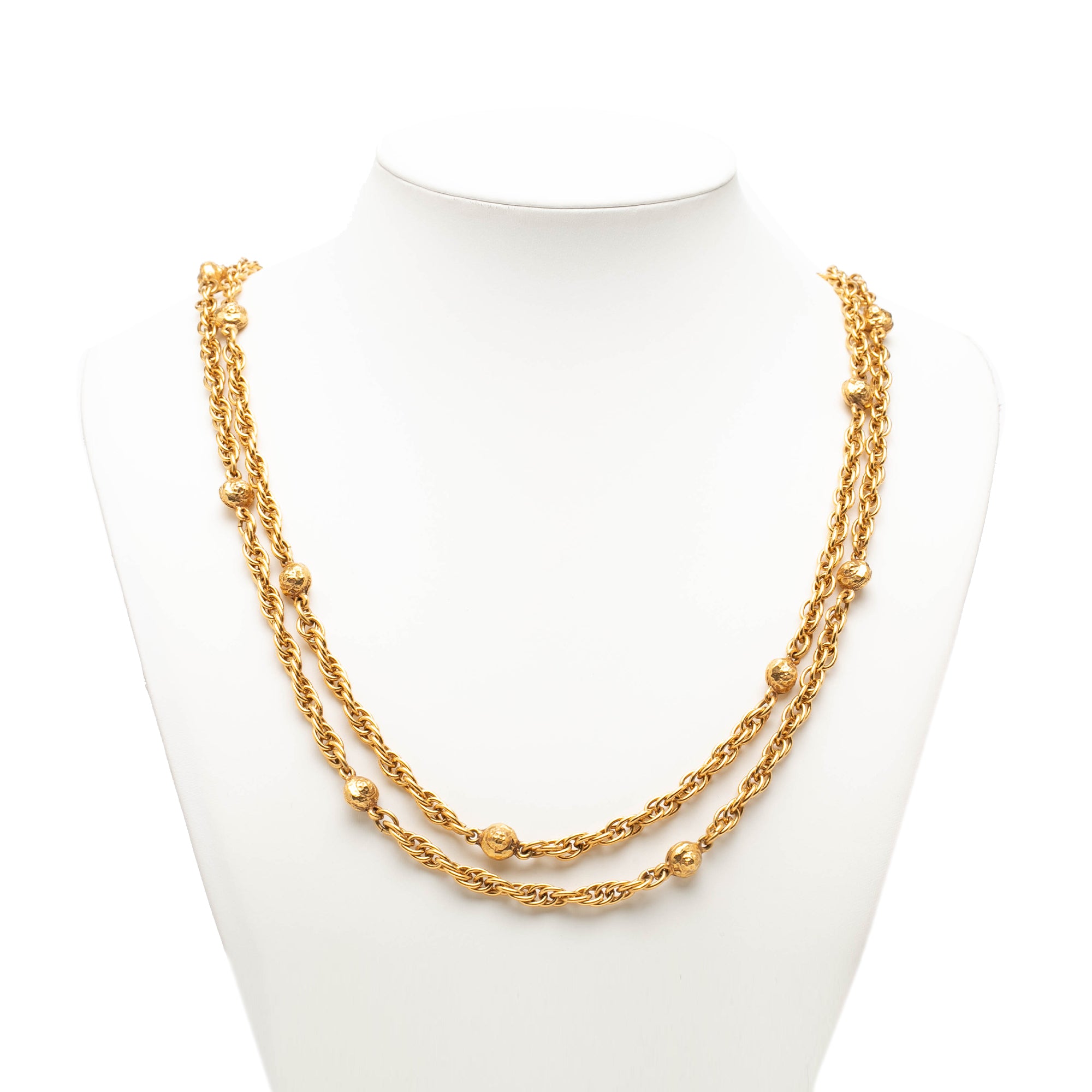 CC Gold Plated Station Chain Long Necklace - Image 5