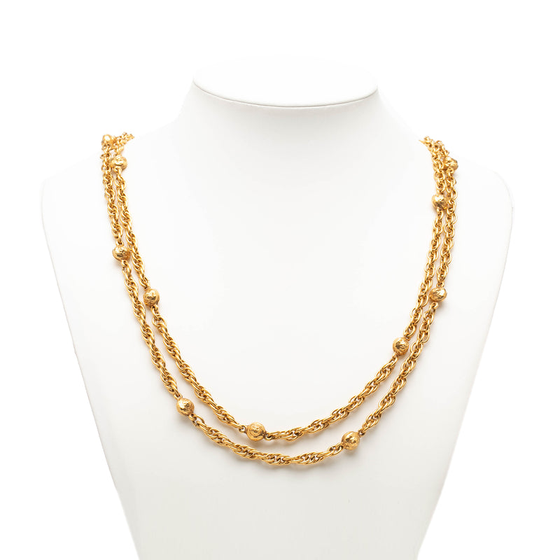 CC Gold Plated Station Chain Long Necklace - Image 5