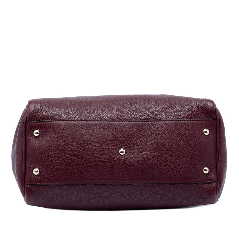 Medium Calfskin Bamboo Shopper Boston Bag - Image 3