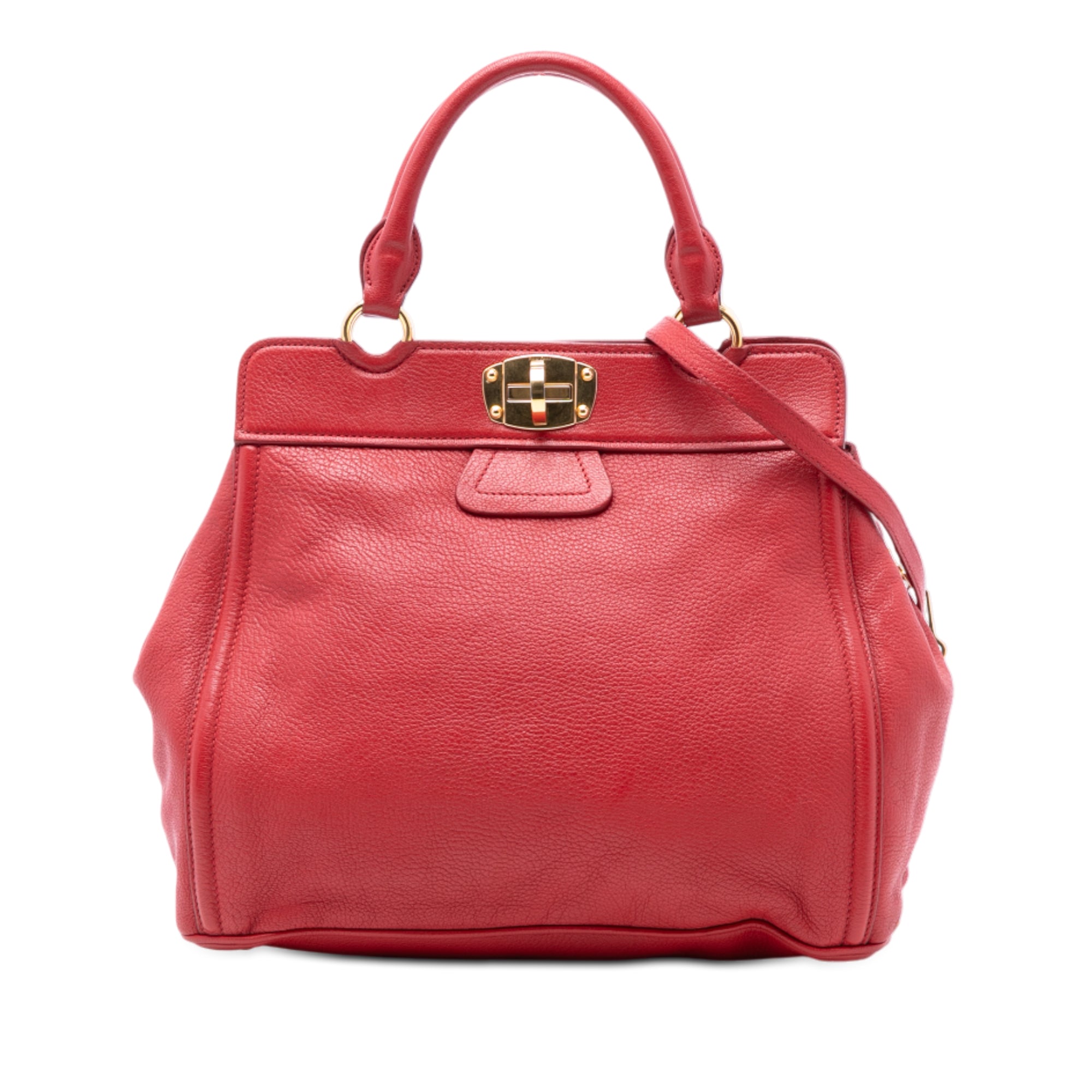 Nappa Turn Lock Frame Top Handle Bag - Image 1