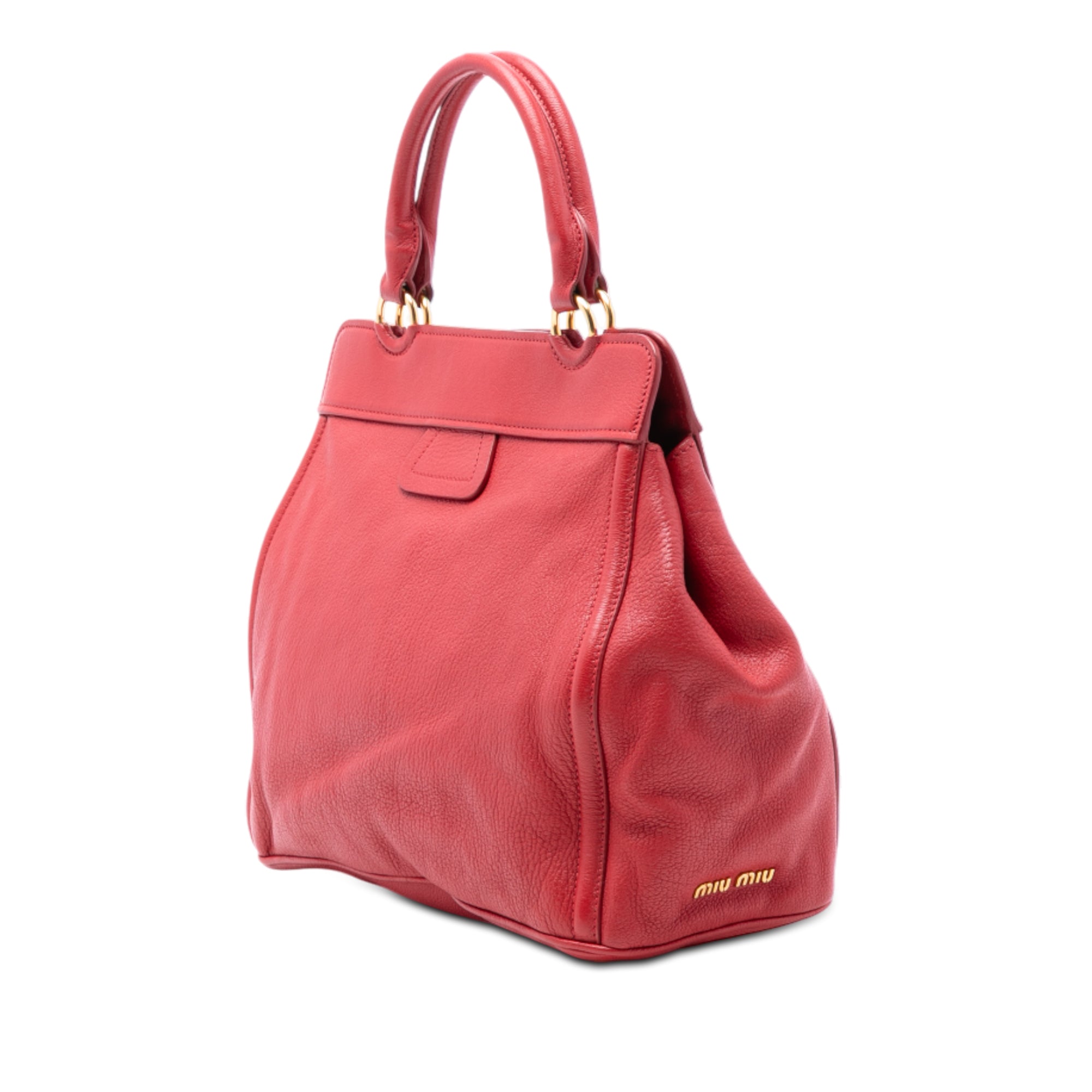 Nappa Turn Lock Frame Top Handle Bag - Image 2