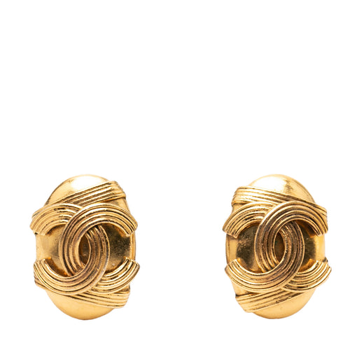 CC Gold Plated Oval Clip on Earrings - Image 1