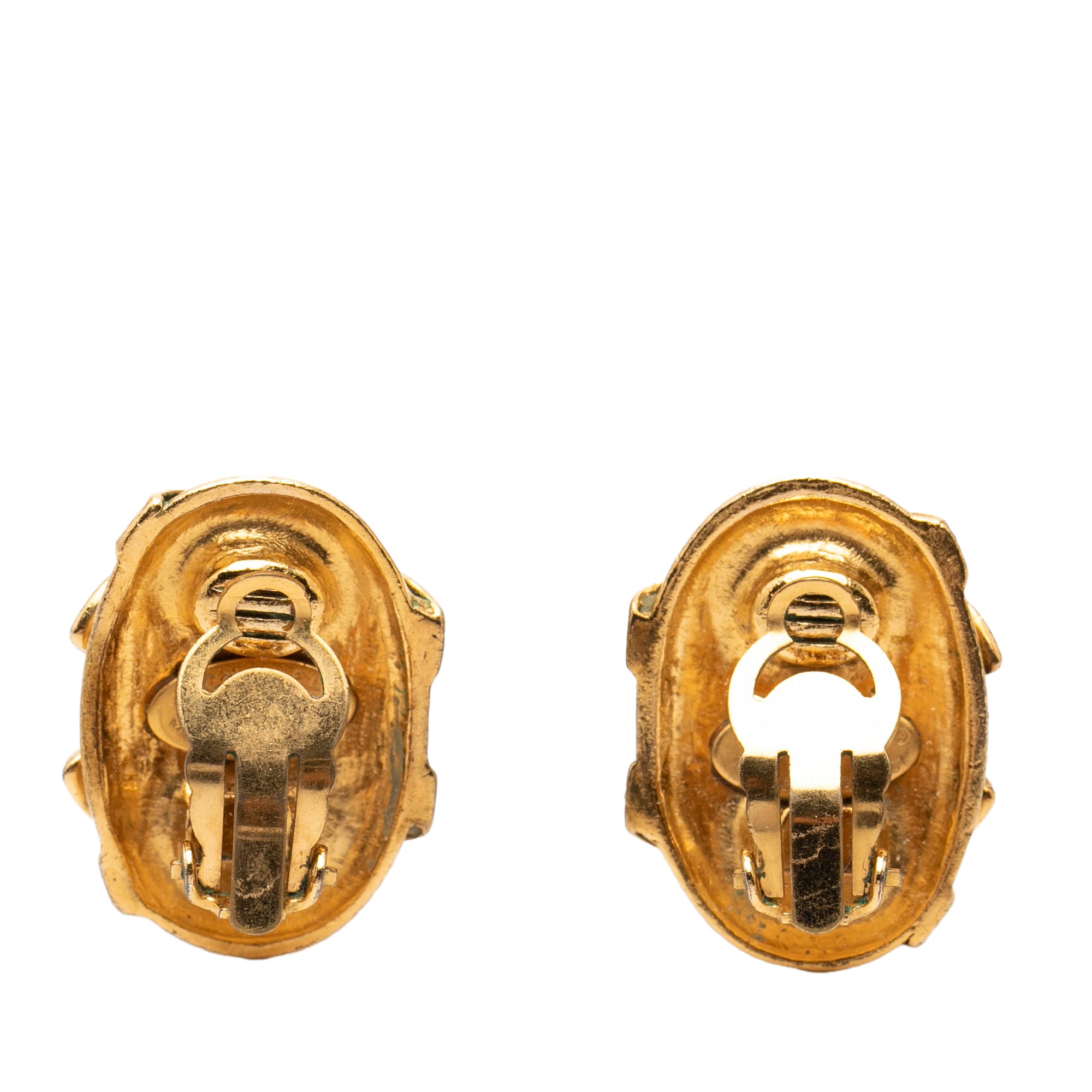 CC Gold Plated Oval Clip on Earrings - Image 2