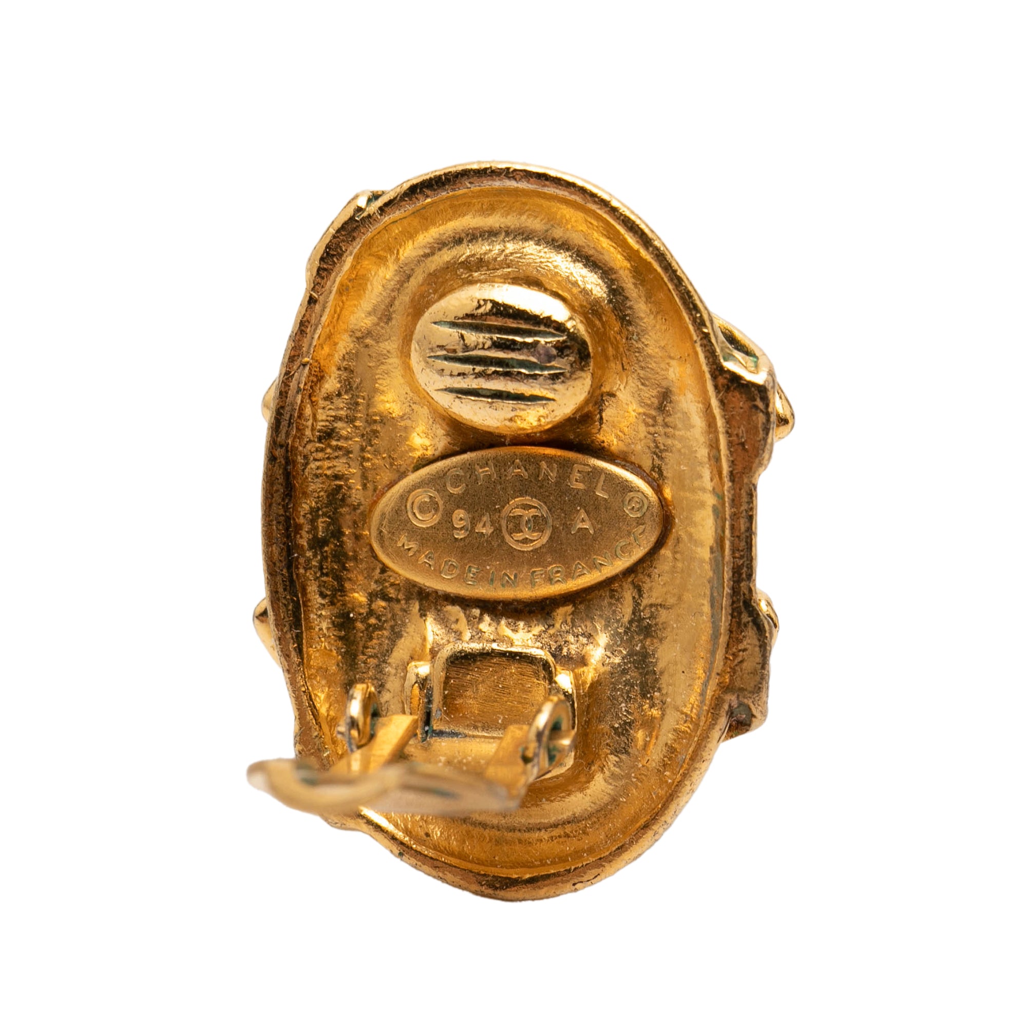 CC Gold Plated Oval Clip on Earrings - Image 3
