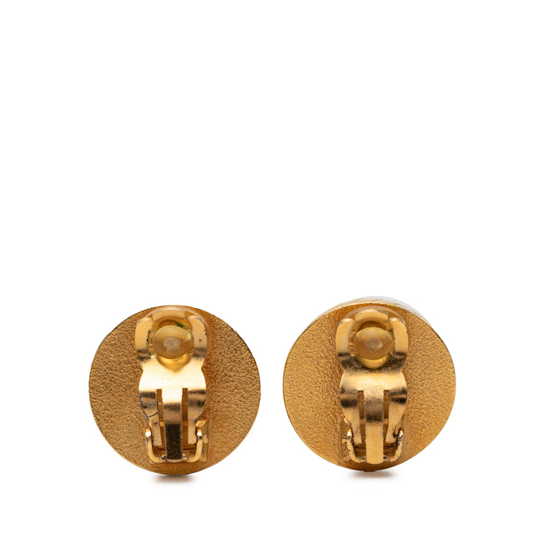 CC Gold Plated and Enamel Round Clip On Earrings - Image 2