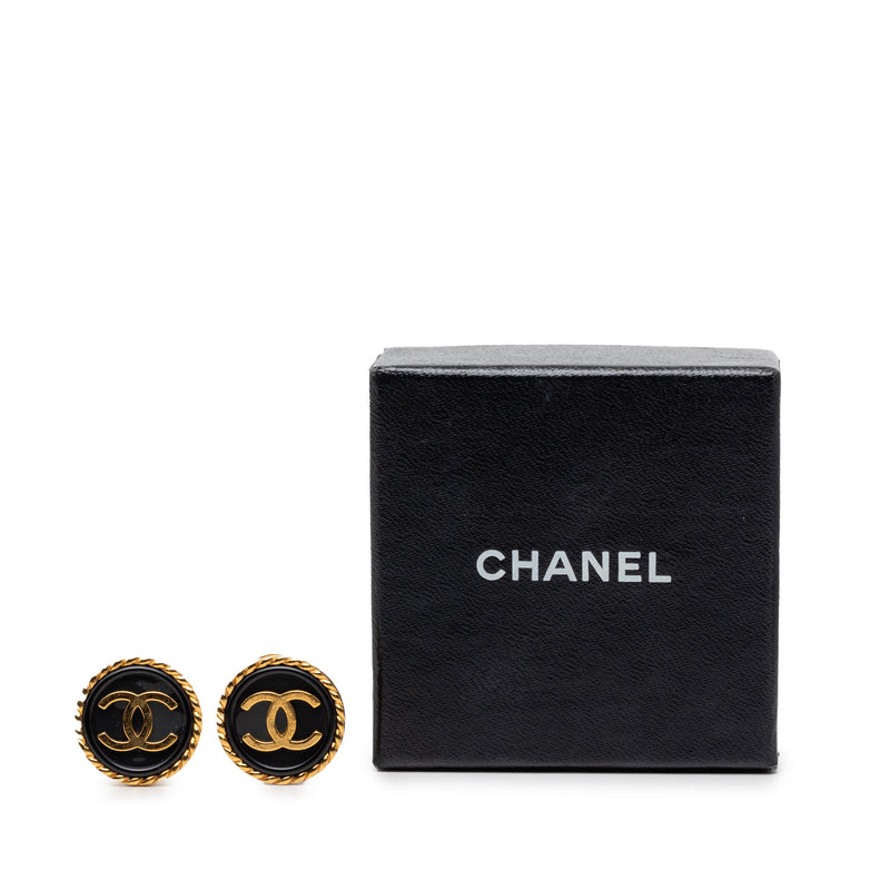 CC Gold Plated and Enamel Round Clip On Earrings - Image 4