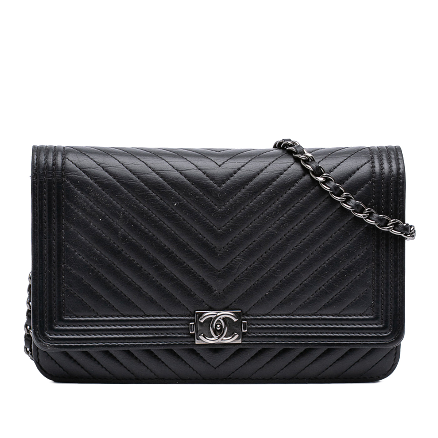 Chevron Lambskin Boy Wallet on Chain - Image 1
