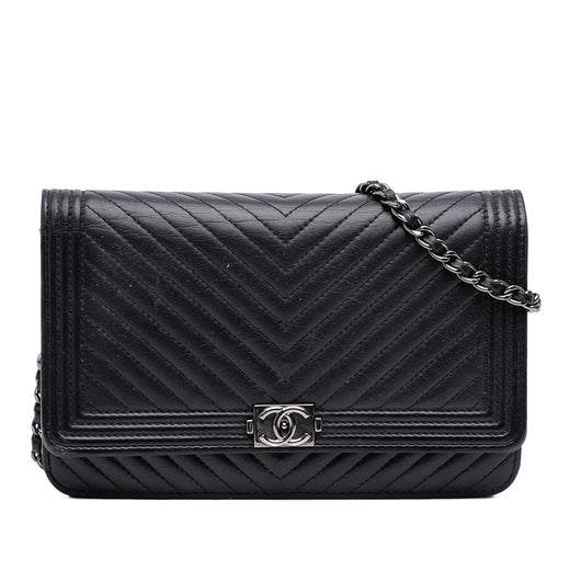 Chevron Lambskin Boy Wallet on Chain - Image 1