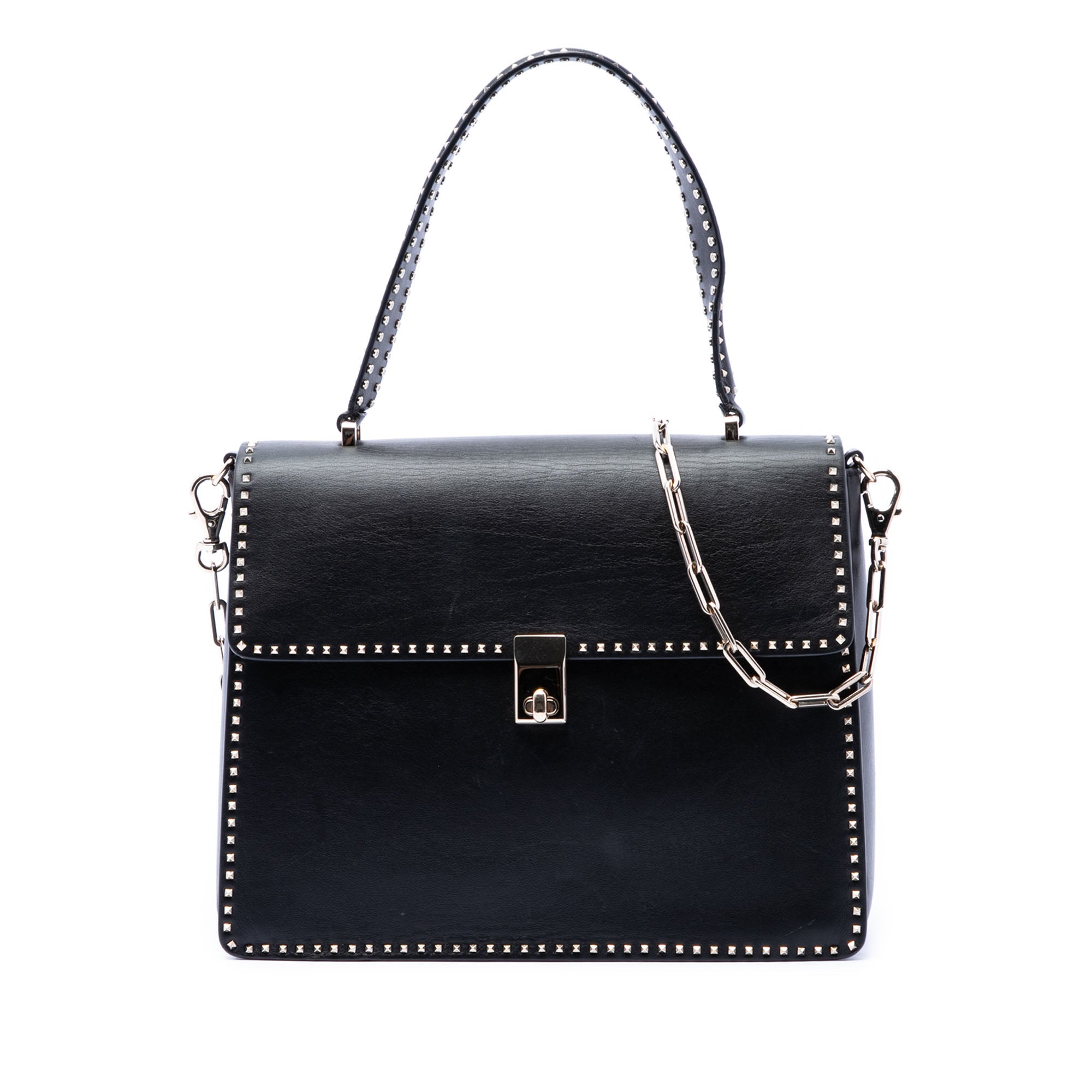 Leather Rockstud Top Handle Bag - Image 1