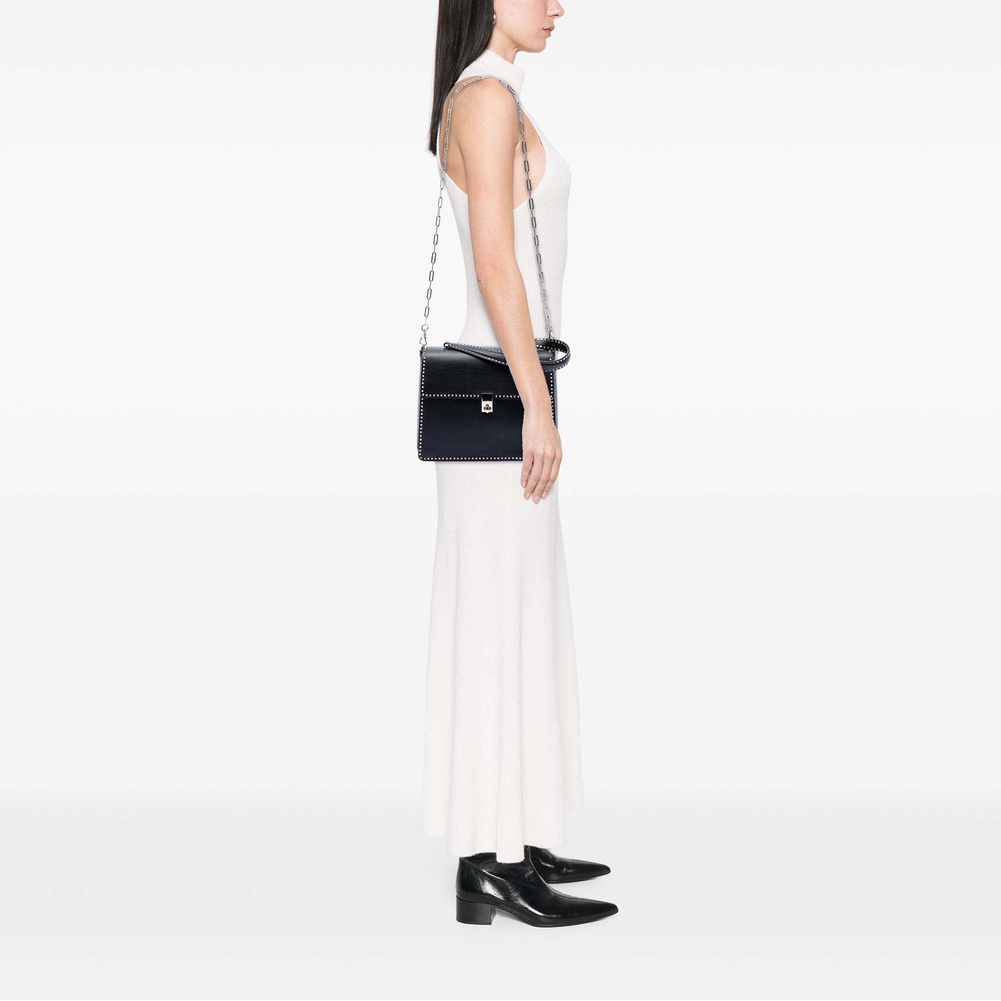 Leather Rockstud Top Handle Bag - Image 6