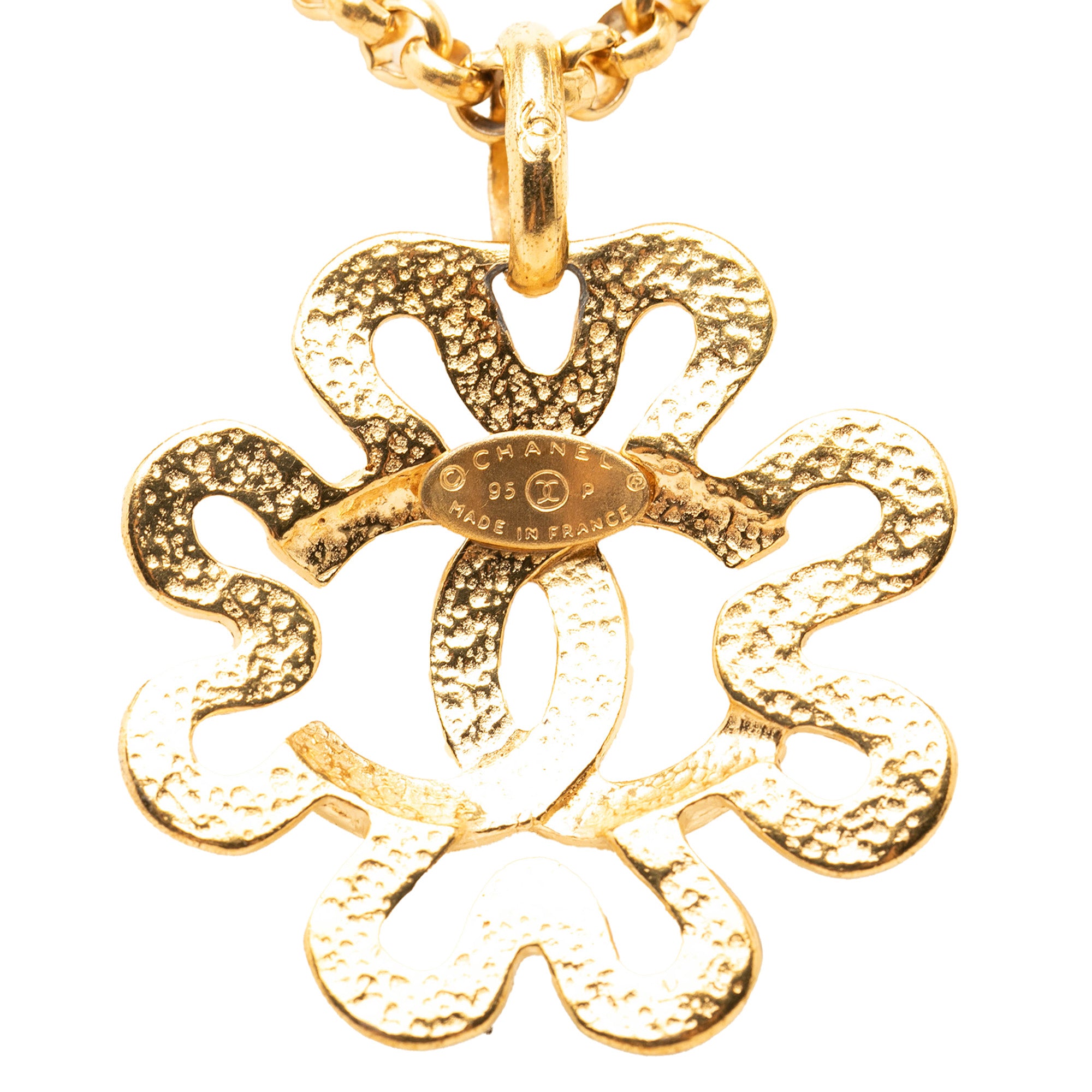 CC Gold Plated Flower Pendant Necklace - Image 3