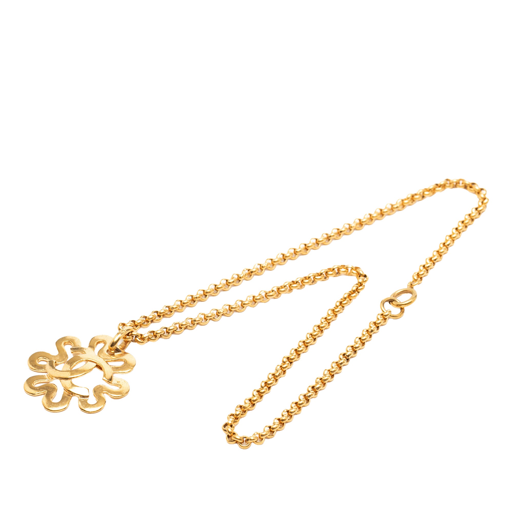 CC Gold Plated Flower Pendant Necklace - Image 4