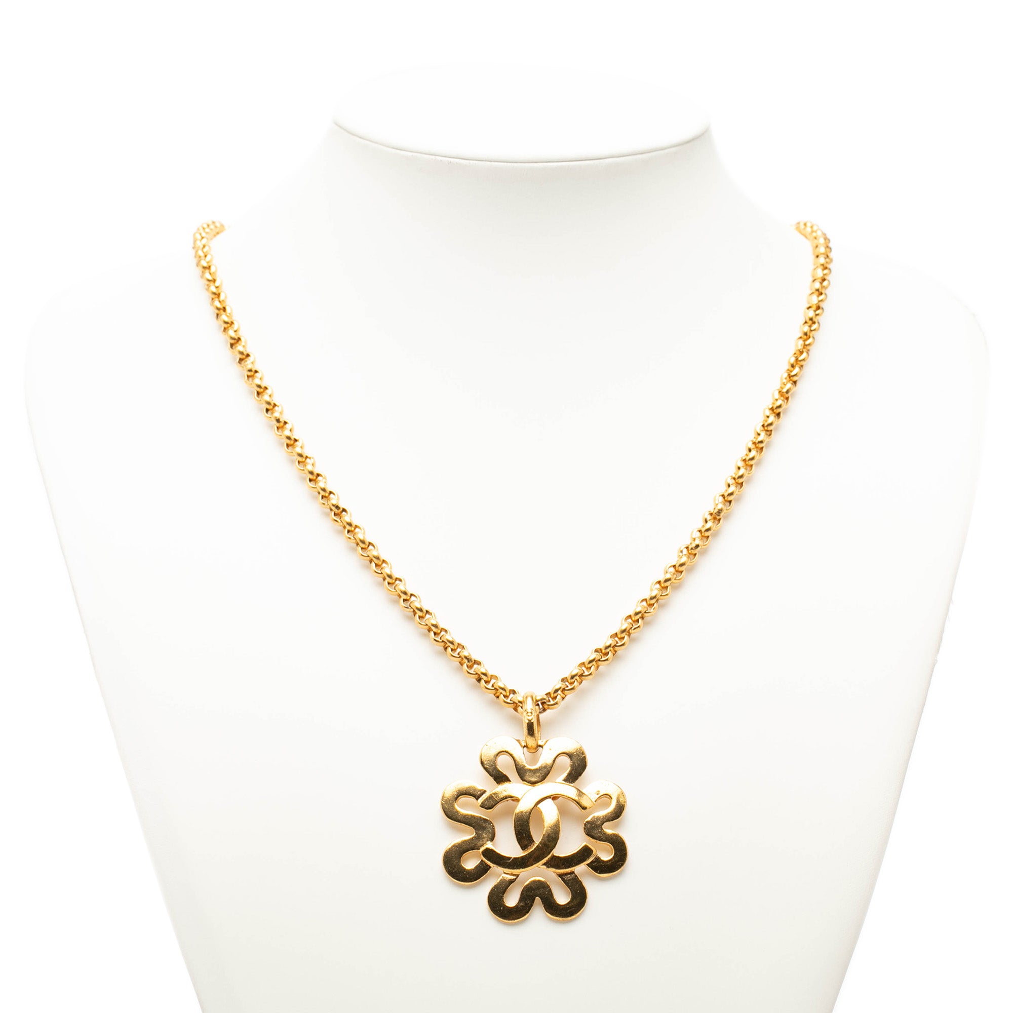 CC Gold Plated Flower Pendant Necklace - Image 6