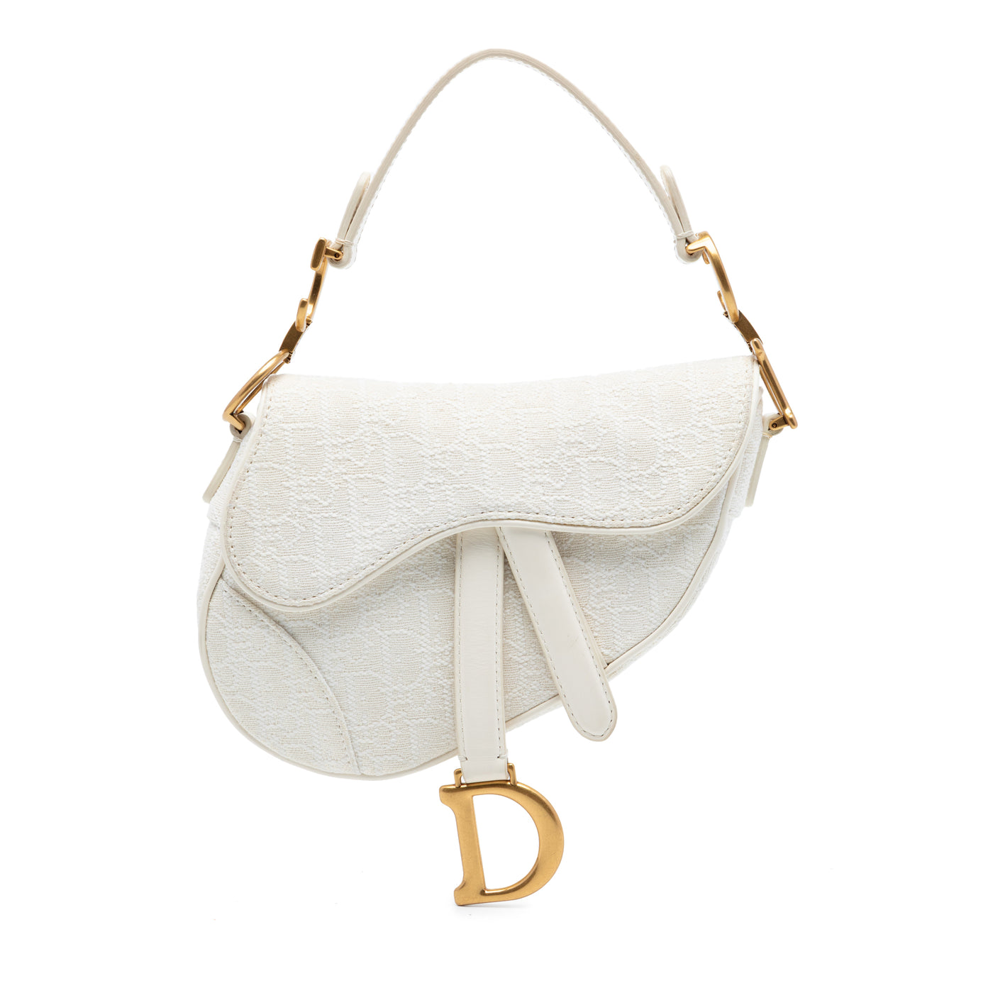 Mini Oblique Embroidered Canvas Saddle Bag - Image 1