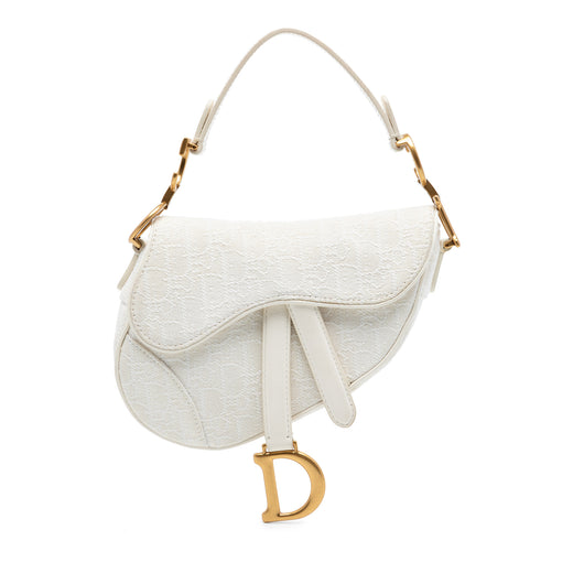 Mini Oblique Embroidered Canvas Saddle Bag - Image 1