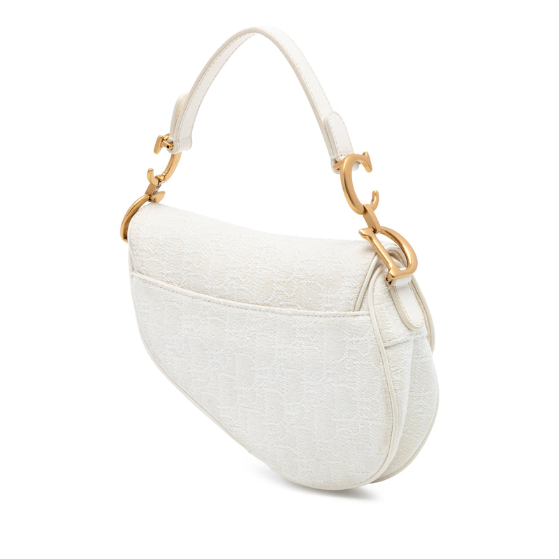 Mini Oblique Embroidered Canvas Saddle Bag - Image 2
