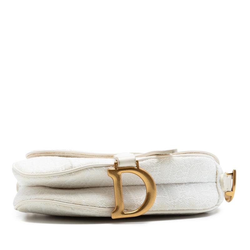 Mini Oblique Embroidered Canvas Saddle Bag - Image 3