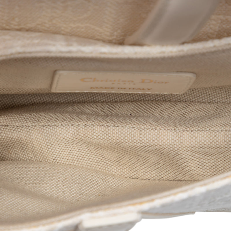 Mini Oblique Embroidered Canvas Saddle Bag - Image 4