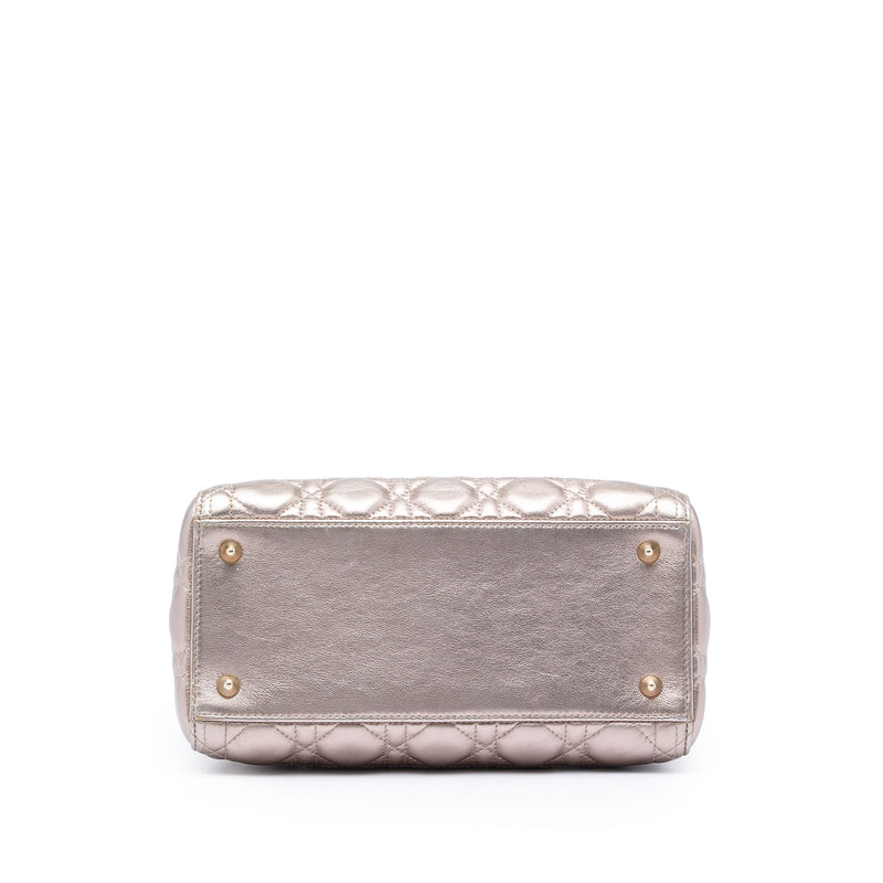 Medium Metallic Lambskin Cannage Lady Dior - Image 3