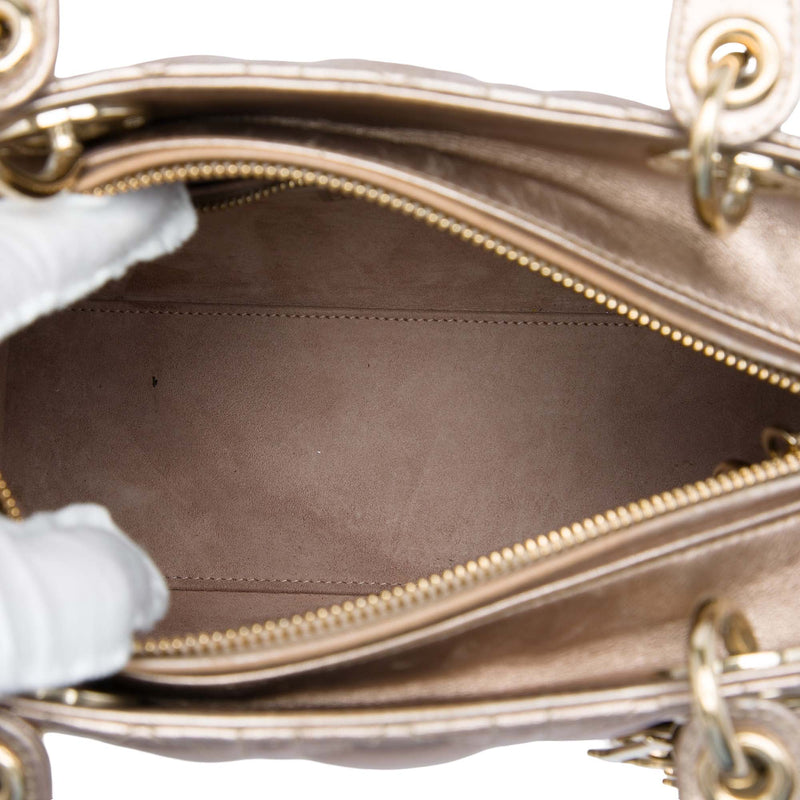 Medium Metallic Lambskin Cannage Lady Dior - Image 4