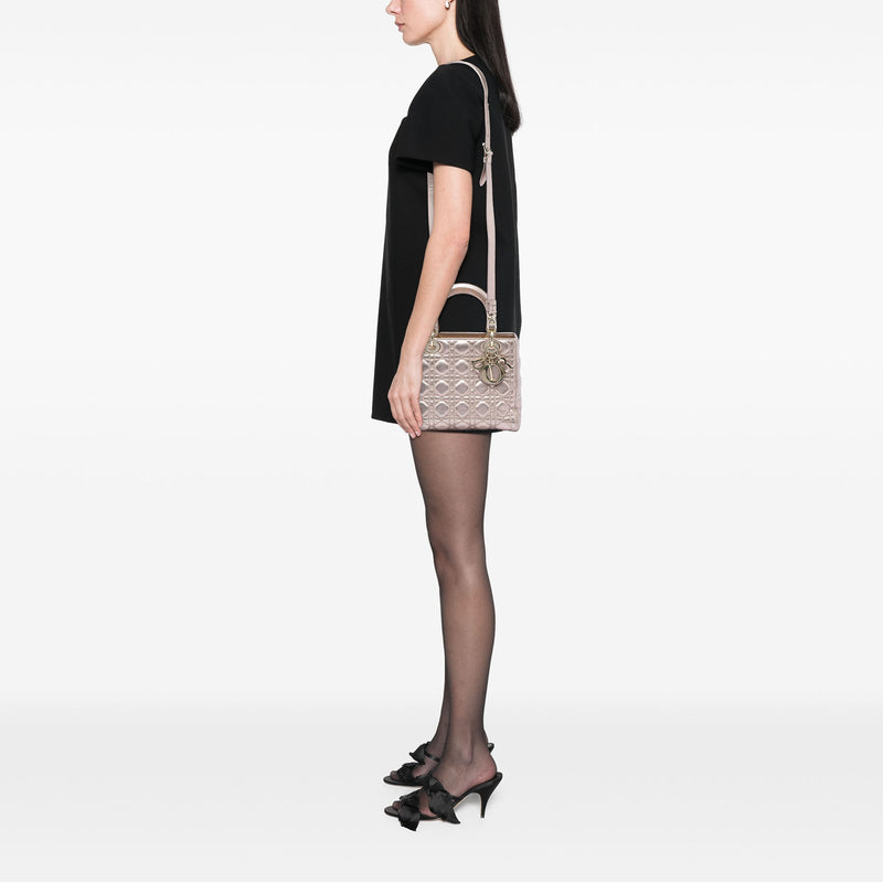 Medium Metallic Lambskin Cannage Lady Dior - Image 5
