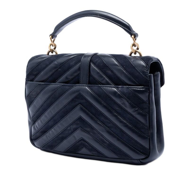 Medium Calfskin and Suede Chevron Monogram College Satchel - Image 2