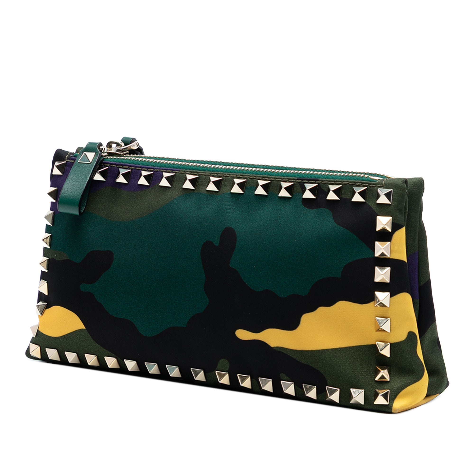 Nylon Rockstud Camouflage Double Zip Clutch - Image 2