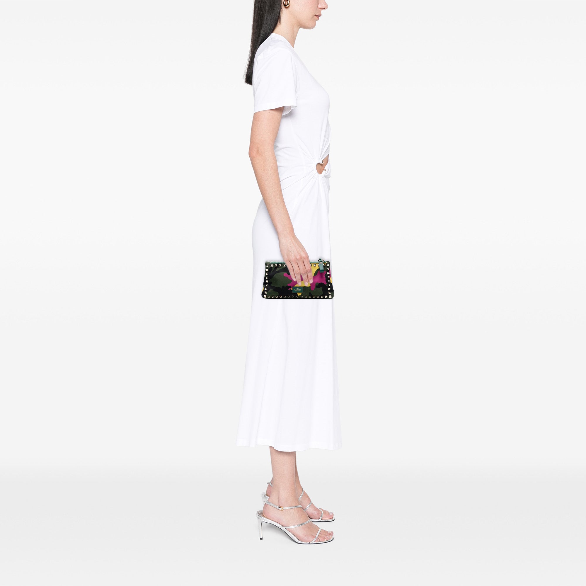 Nylon Rockstud Camouflage Double Zip Clutch - Image 7