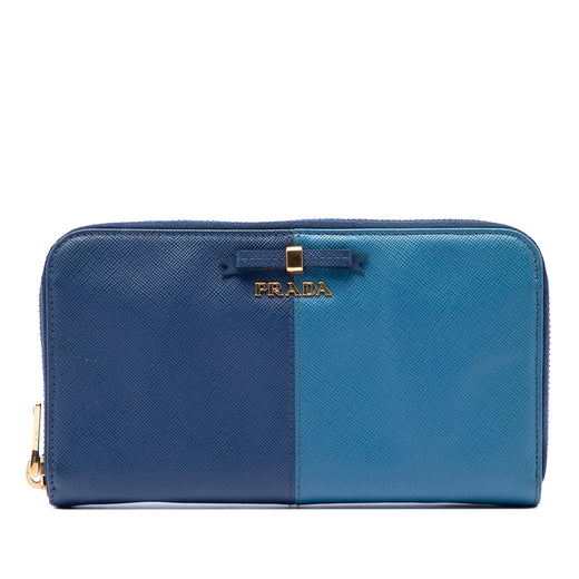 Bicolor Saffiano Bow Zip Long Wallet - Image 1