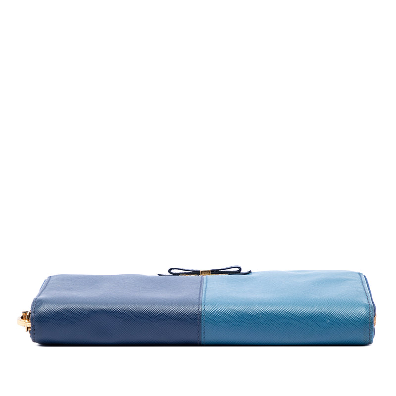 Bicolor Saffiano Bow Zip Long Wallet - Image 3