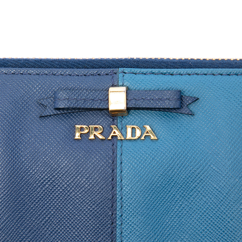 Bicolor Saffiano Bow Zip Long Wallet - Image 5