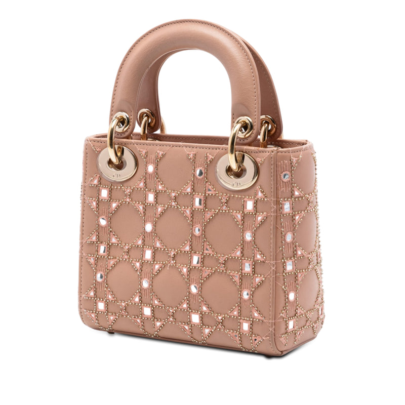 Mini Calfskin Cannage Bead and Strass Embellished Lady Dior - Image 2