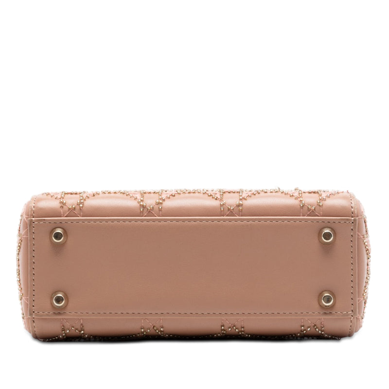 Mini Calfskin Cannage Bead and Strass Embellished Lady Dior - Image 3