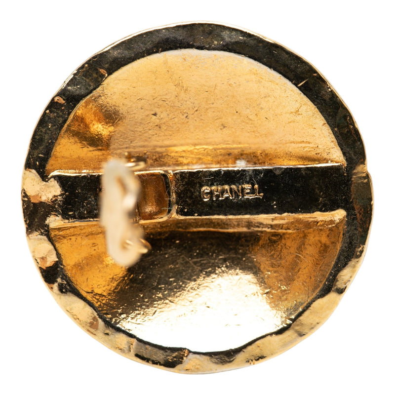 CC Gold Plated Quilted Round Clip On Earrings - Image 3