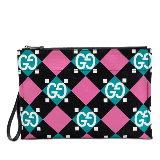 Jumbo GG Canvas Geometric Print Clutch - Image 1