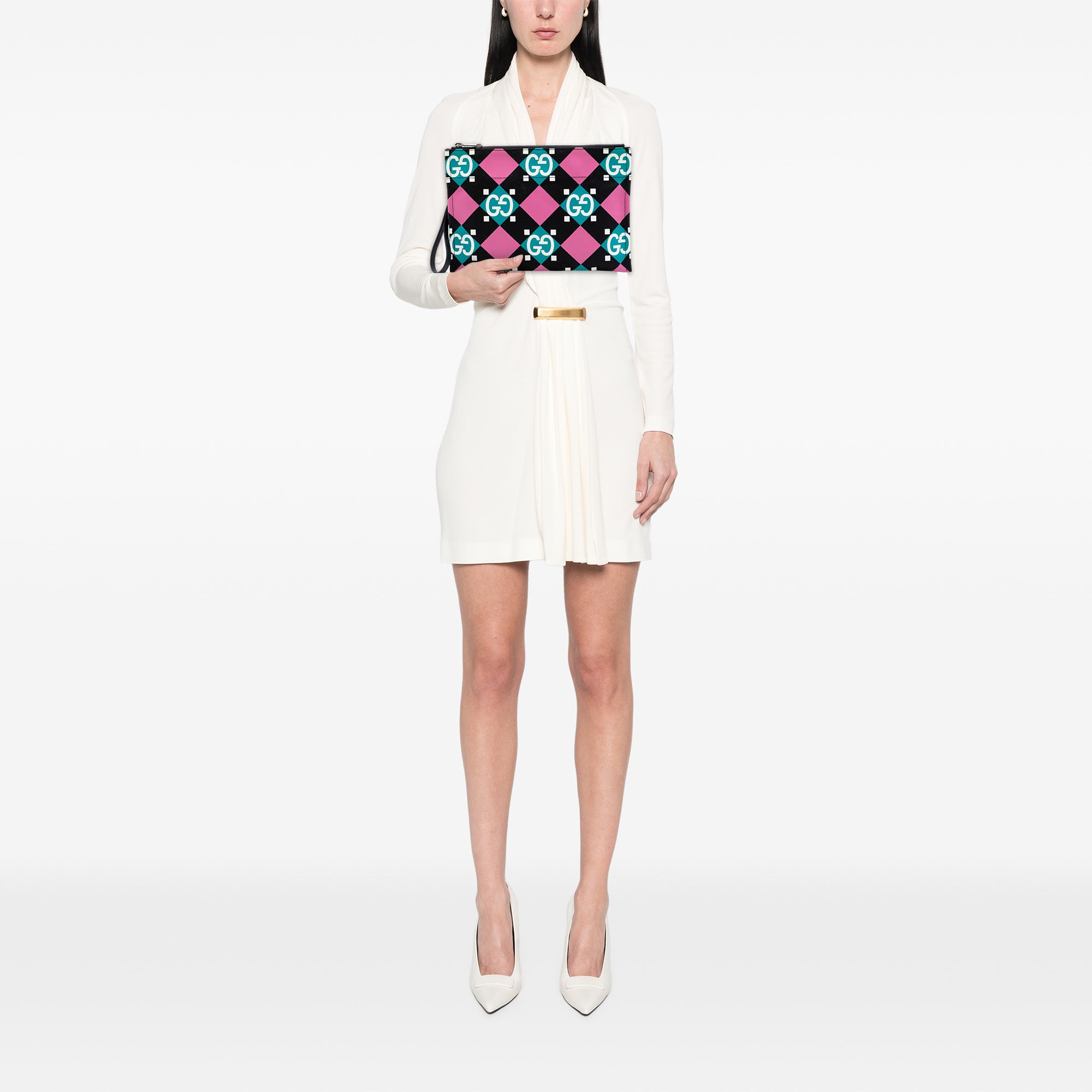 Jumbo GG Canvas Geometric Print Clutch - Image 7