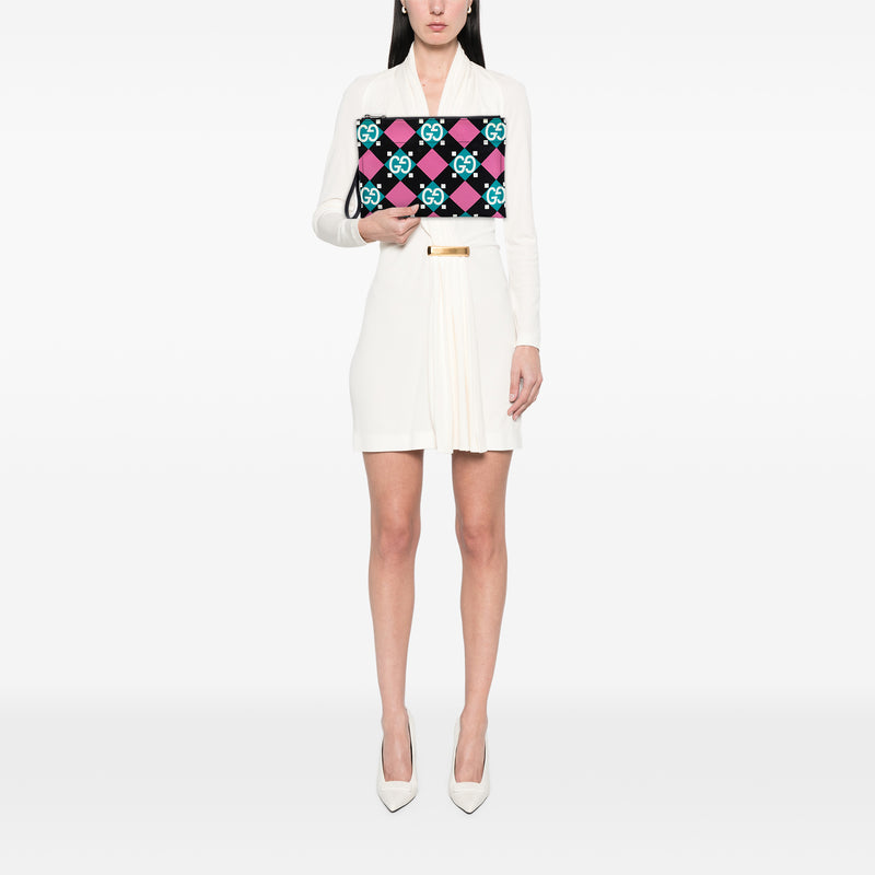Jumbo GG Canvas Geometric Print Clutch - Image 7