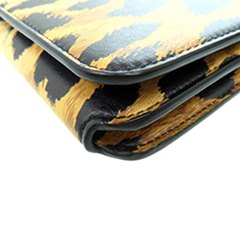 Leopard Printed Calfskin Continental Wallet on Chain - Image 8