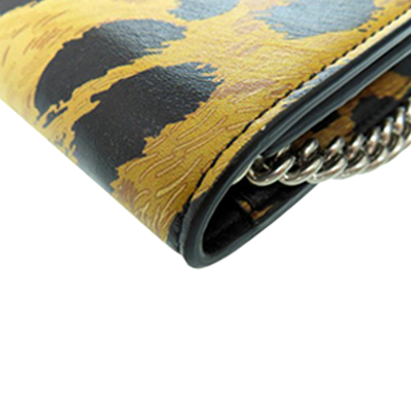 Leopard Printed Calfskin Continental Wallet on Chain - Image 9