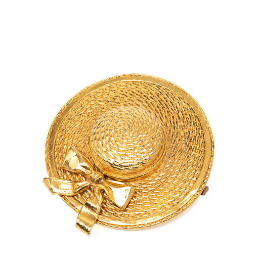 Gold Plated Straw Hat Brooch - Image 1