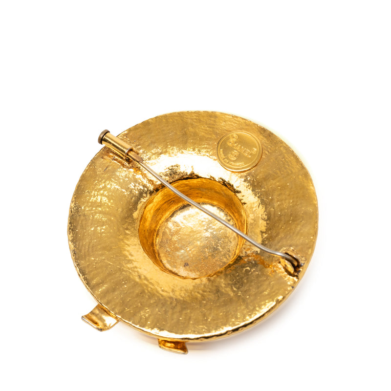 Gold Plated Straw Hat Brooch - Image 2