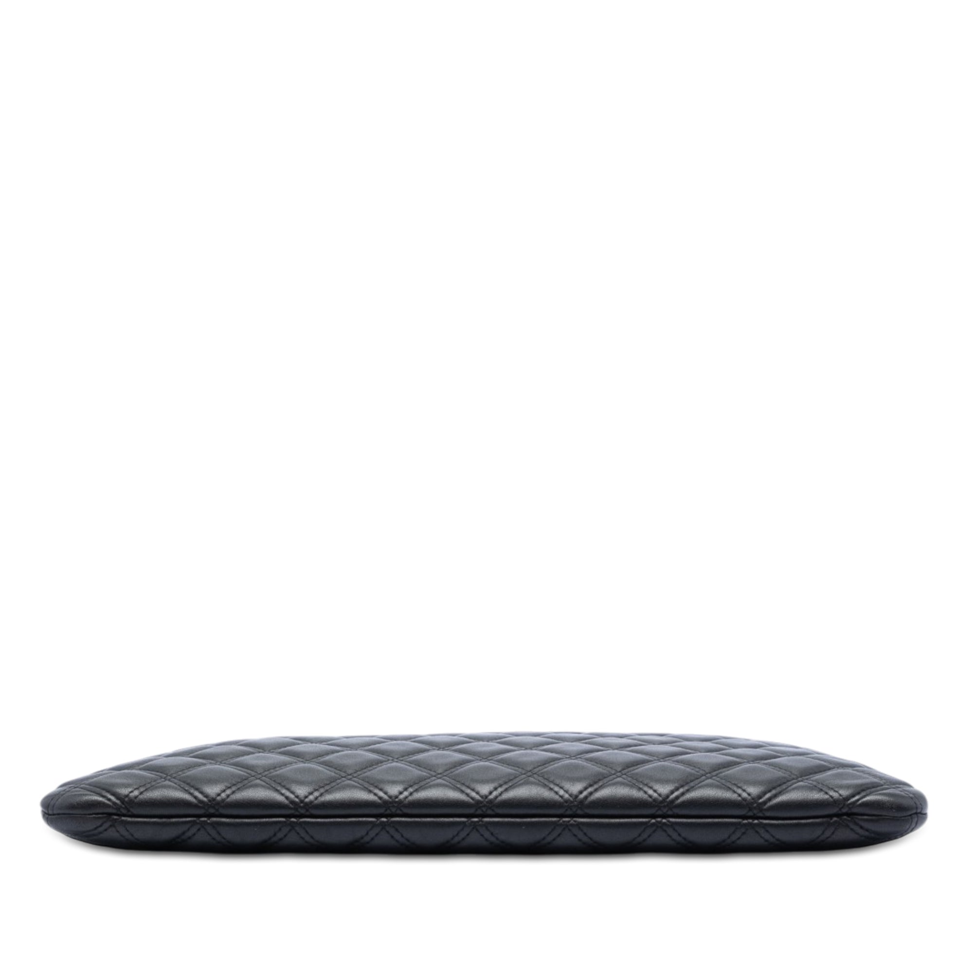 Large Quilted Lambskin Double Stitch O Case Clutch - Image 3