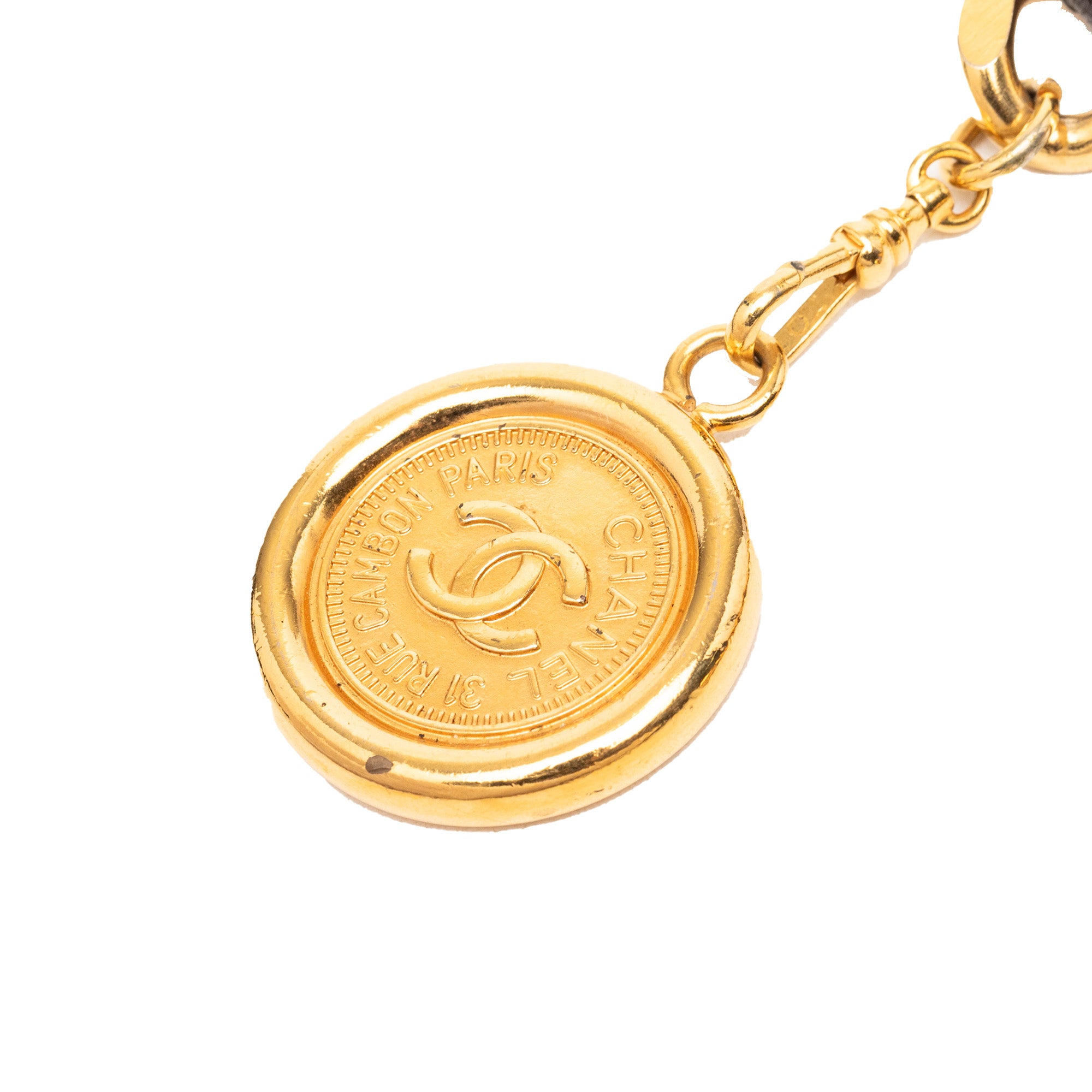 Gold Plated Leather Woven Chain Medallion Belt - Image 1