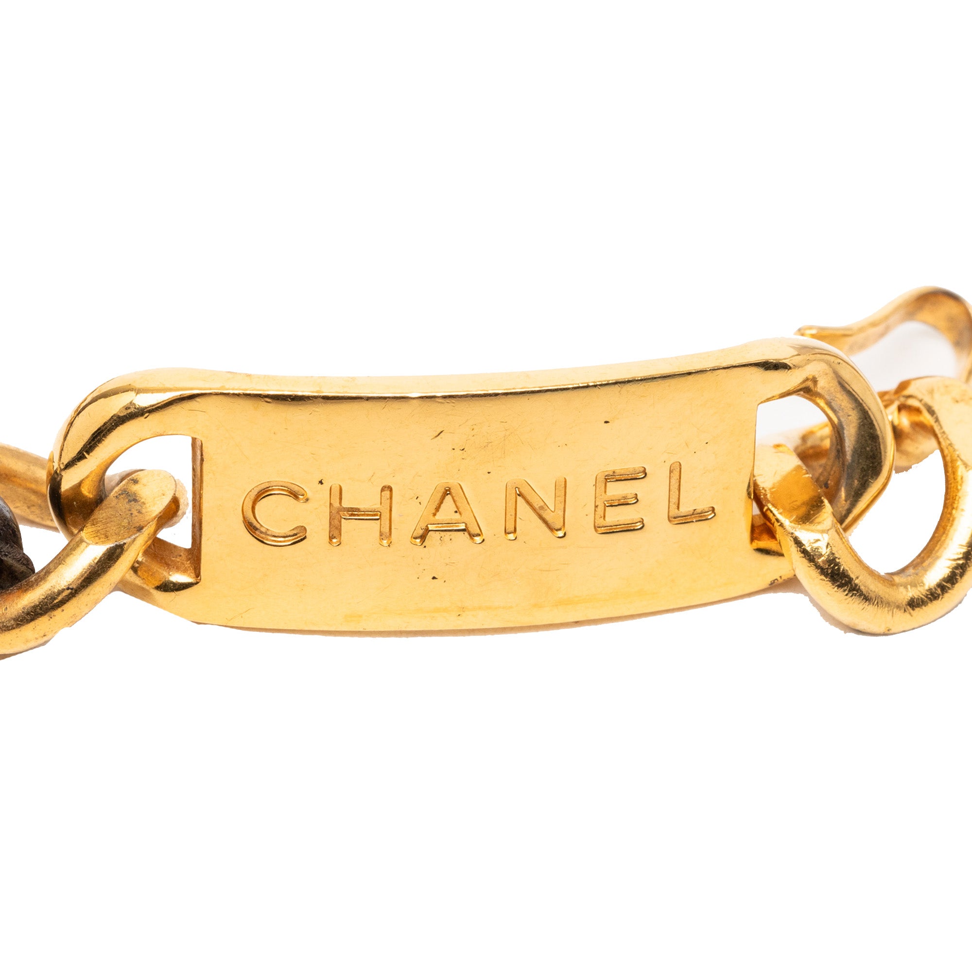 Gold Plated Leather Woven Chain Medallion Belt - Image 2